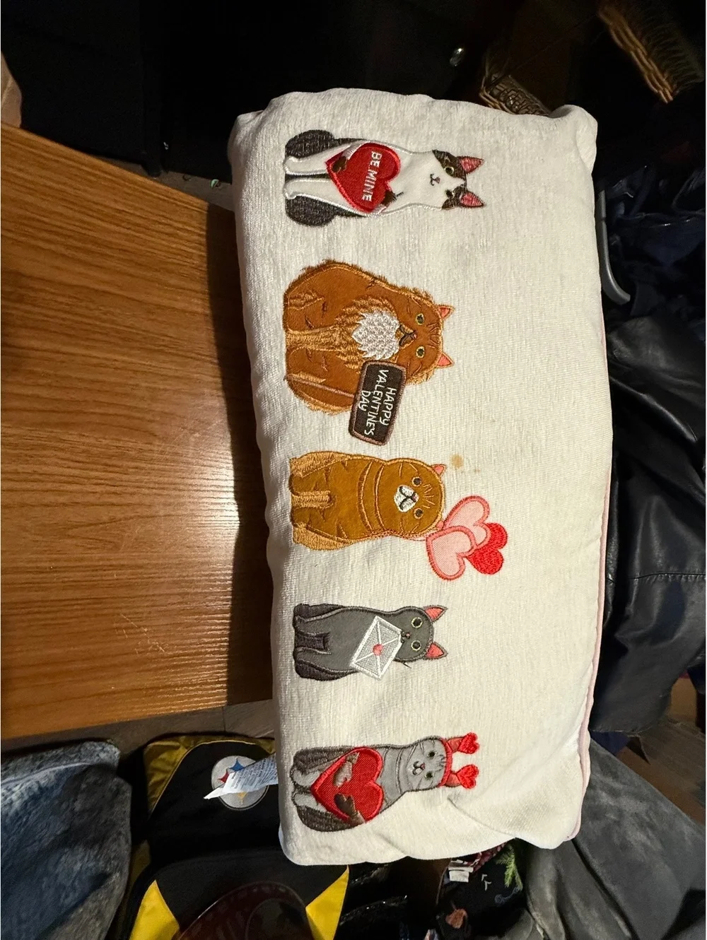 Able East Home Fashions Embroidered Cat Pillow Cover with Valentine's Day Theme